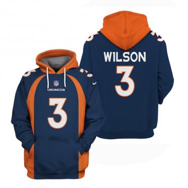 Men's Denver Broncos #3 Russell Wilson Navy Pullover Hoodie Men's Denver Broncos #3 Russell Wilson Navy Pullover Hoodie